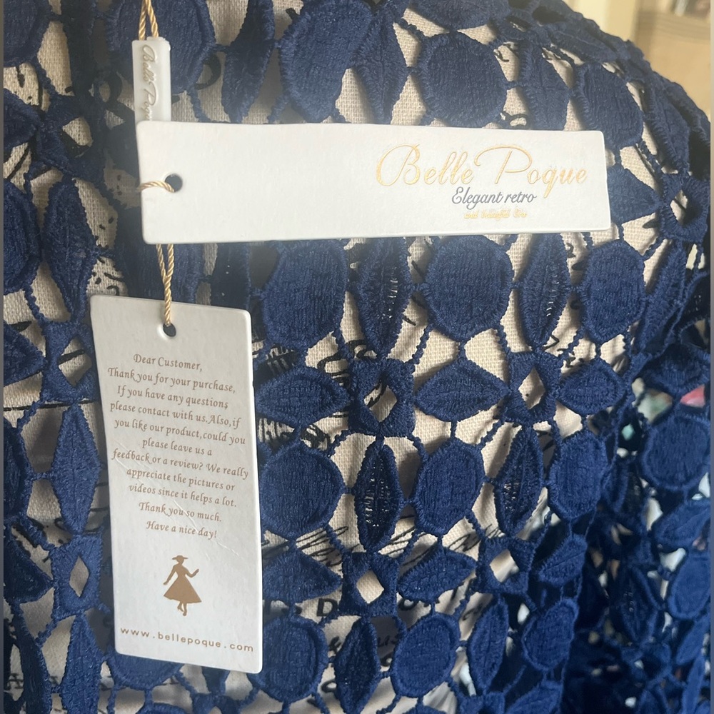 NWT brand Belle Poque Navy Blue Lace jacket/cardigan. - Picture 2 of 4